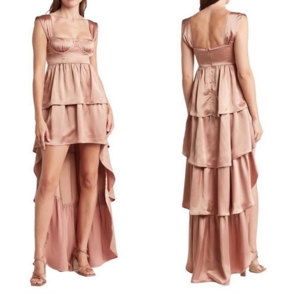 WEWOREWHAT Satin Corset High Low Maxi Dress Size 00 - Picture 1 of 8